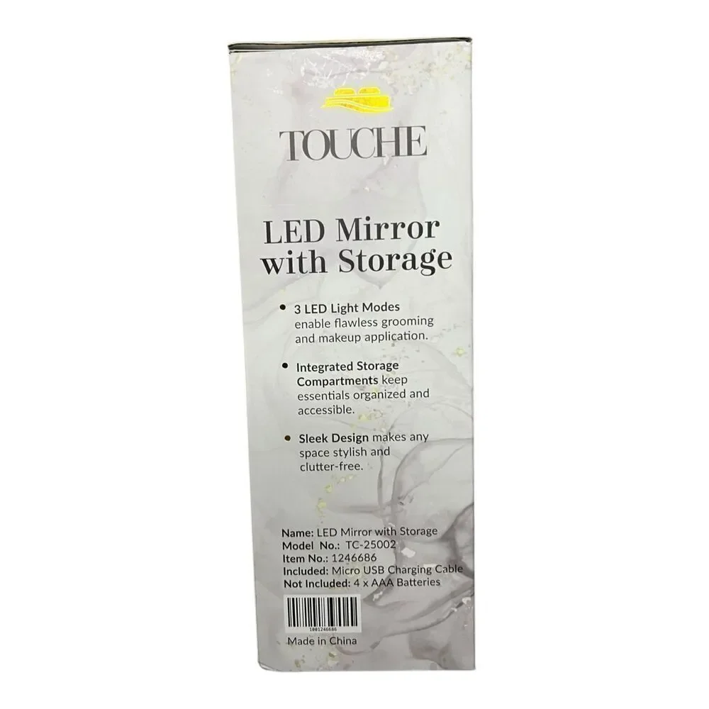 Touche LED Mirror with Storage Sleek Design Makeup‎ Vanity Foldable Mirror NEW